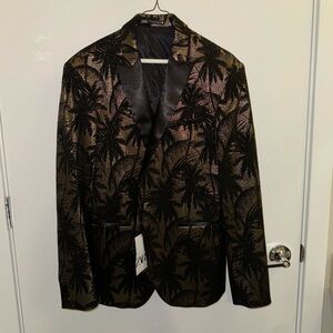 Men’s Zara Palm Tree Tuxedo Jacket Blazer